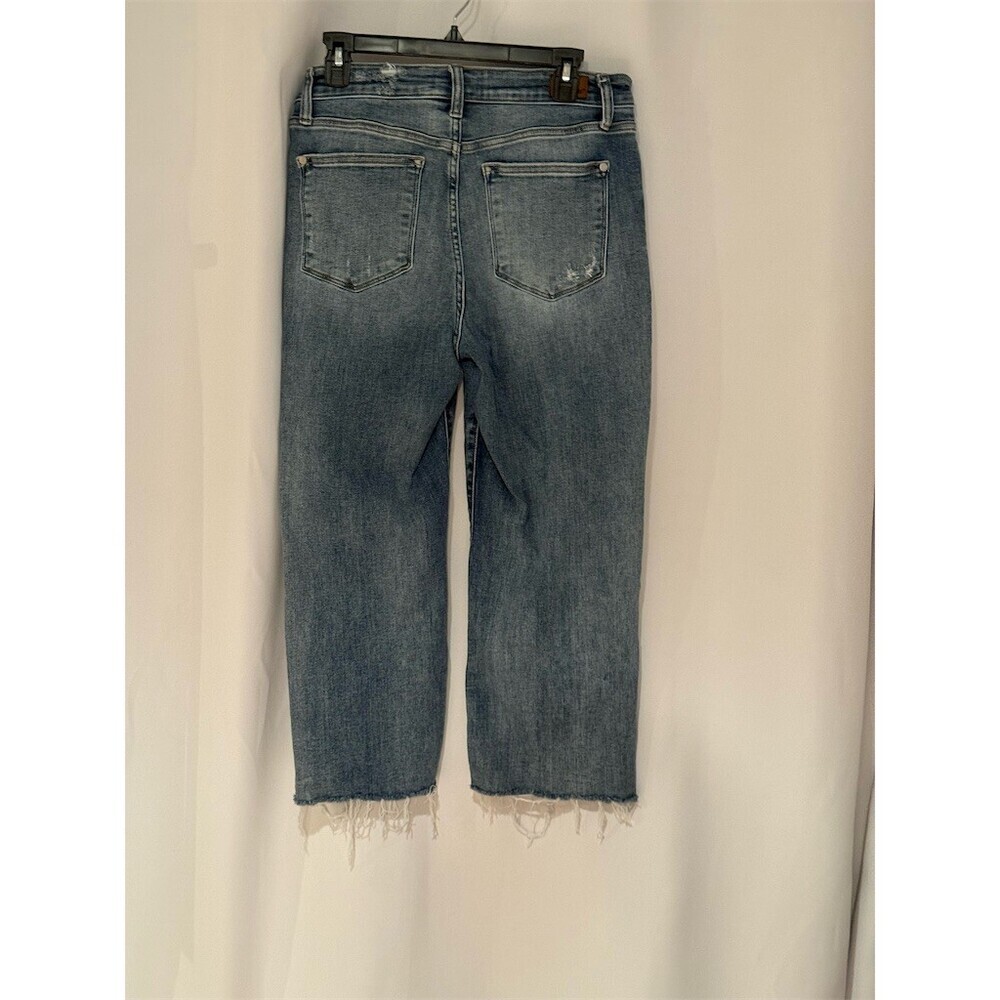 Judy Blue Jeans Womens Size M Blue High Rise Distressed Straight Crop - Picture 7 of 16
